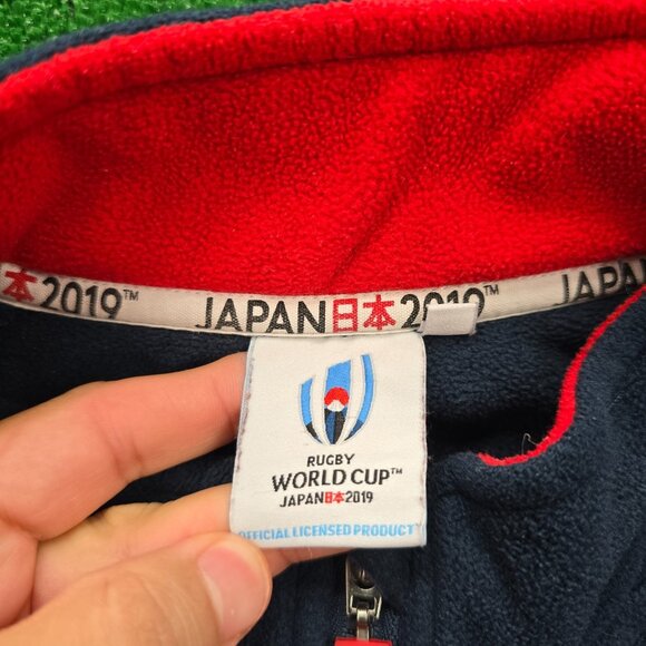 Rugby World Cup Sweater Men Large Navy Blue Japan 2019‎ England 1/4 Zip Fleece - Picture 8 of 12